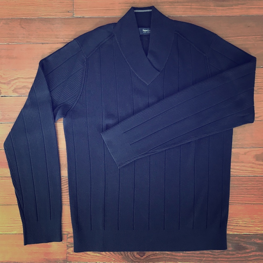 Z Zegna wool/silk ribbed sweater.